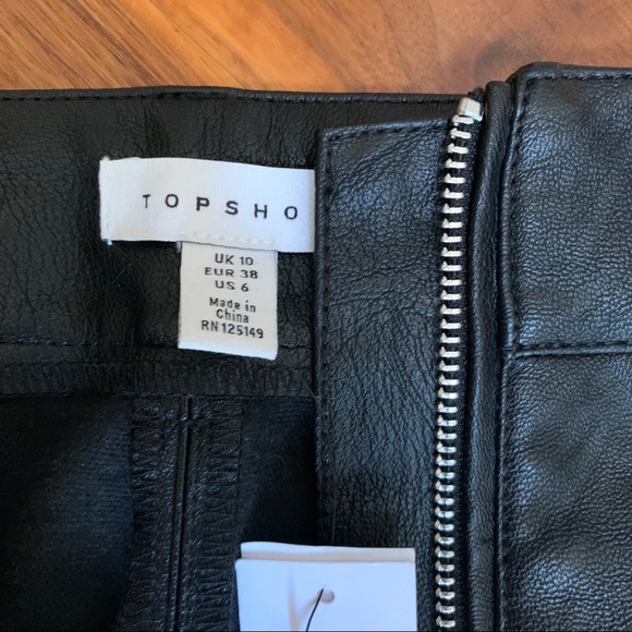Topshop Black Faux Leather PU Hardware Mini Skirt - Picture 8 of 13